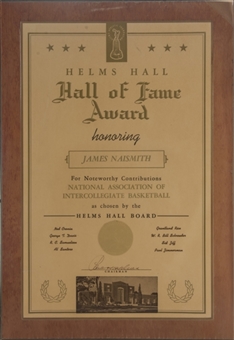 Helms Hall Hall Of Fame Award Honoring James Naismith